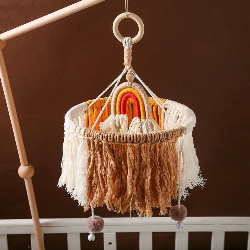 Boho Style Baby Crib Mobile Rattles Toys Macrame Rainbow Bed Bell Musical Box 0-12 Months Newborn Nursery Decoration Baby Toys