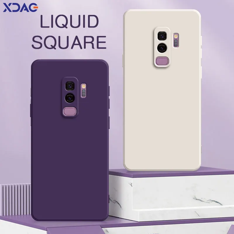 Квадратный жидкий силиконовый чехол для Samsung Galaxy S9 Plus, защитный мягкий ударопрочный чехол для телефона, чехол для Samsung gs9 S9Plus