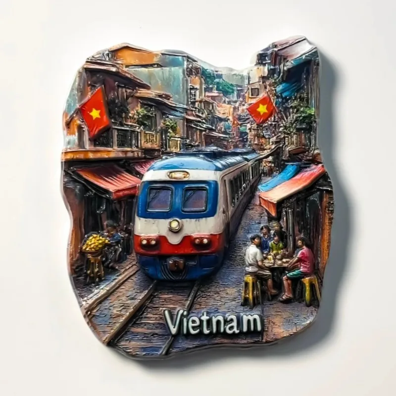 Фото Вьетнамские наклейки на холодильник Dao Phu Quoc, сувениры для путешествий, бамбуковая шляпа, поезд Street molto Viyada Magnets на холодильник, подарки на день рождения, домашний декор №2
