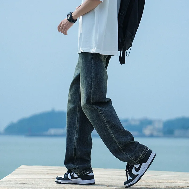 High Street потертые джинсы мужские тонкие свободные широкие брюки весна и осень