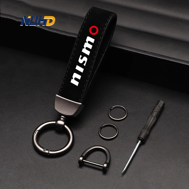 

Suede Car Keychain For Nissan Qashqai Teana Tiida Murano Altima Maxima Sentra X-trail 370Z Key Rings Metal Anti-loss Accessories