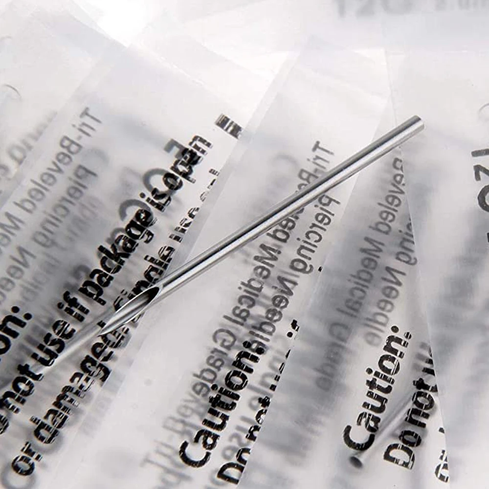 Стерильные одноразовые тату 12 г/14 г/16 г/18 г пирсинг иглы для пупка соска уха носа