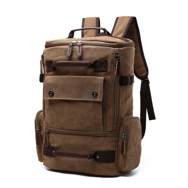 

Винтажный холщовый рюкзак для мужчин, школьный ранец, Вместительная дорожная сумка для ноутбука