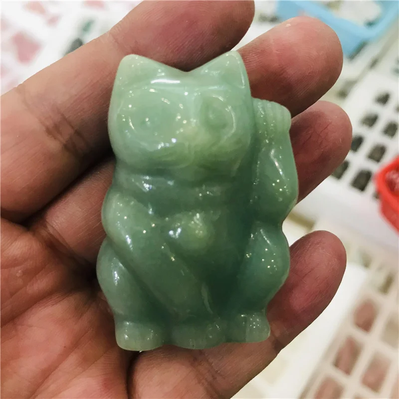 

Natural crystal jade lucky fortune Cat Fortune Feng Shui statue Statue office decoration chakra healing stone statue decoration