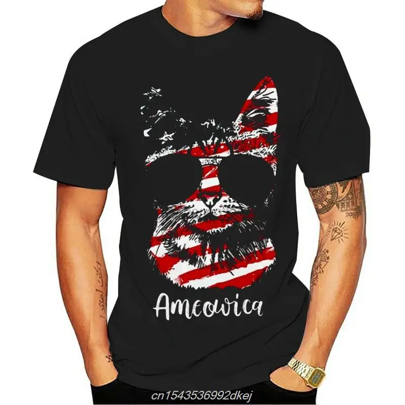 

Ameowica 4th Of July Party Meow Cat American Flag Shirt Men Women Cartoon Casual Short O-neck Broadcloth Cn(origin)