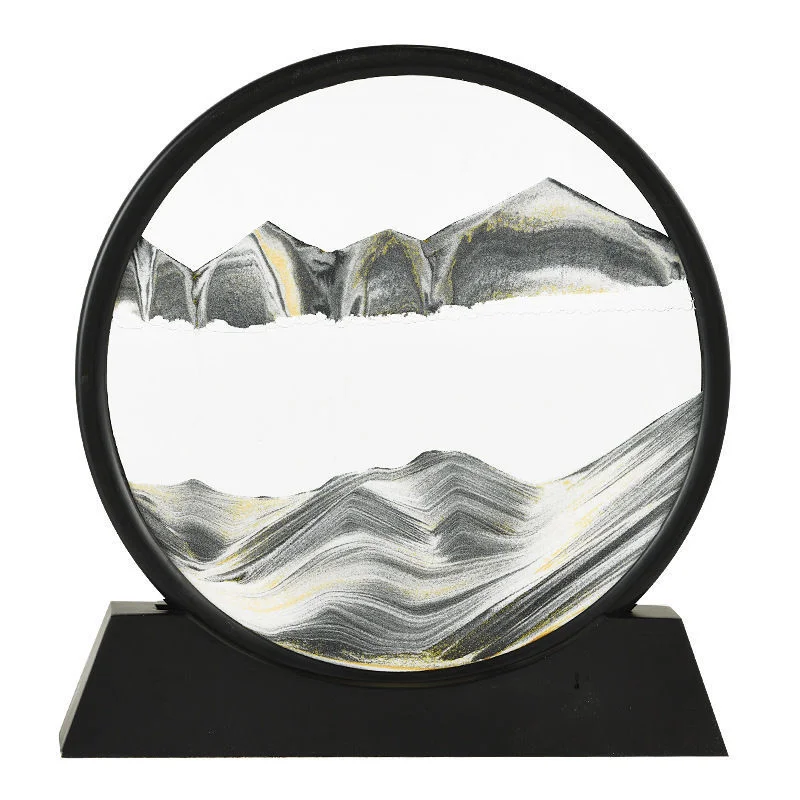 

Moving Sand Picture Landscape Painting Round Glass 3D Sea Sandscape Flowing Sand Frame Home Room Decor Hourglass Quicksand Gift