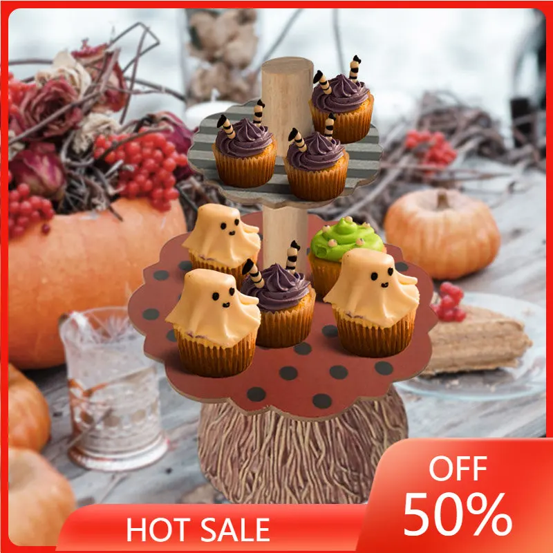 

Стойка для пирожных Хэллоуин, стойка для закусок, деревянные искусственные наружные статуи для сада с солнечным светом, большая