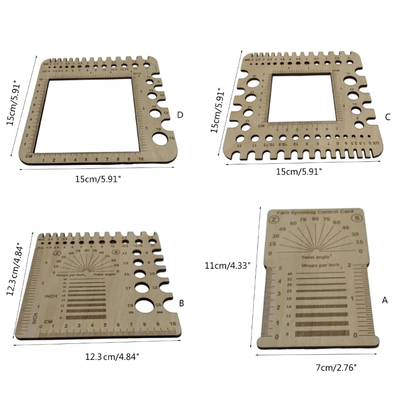 C63B деревянная линейка для вязания вязальных игл пряжа крючком измерительный