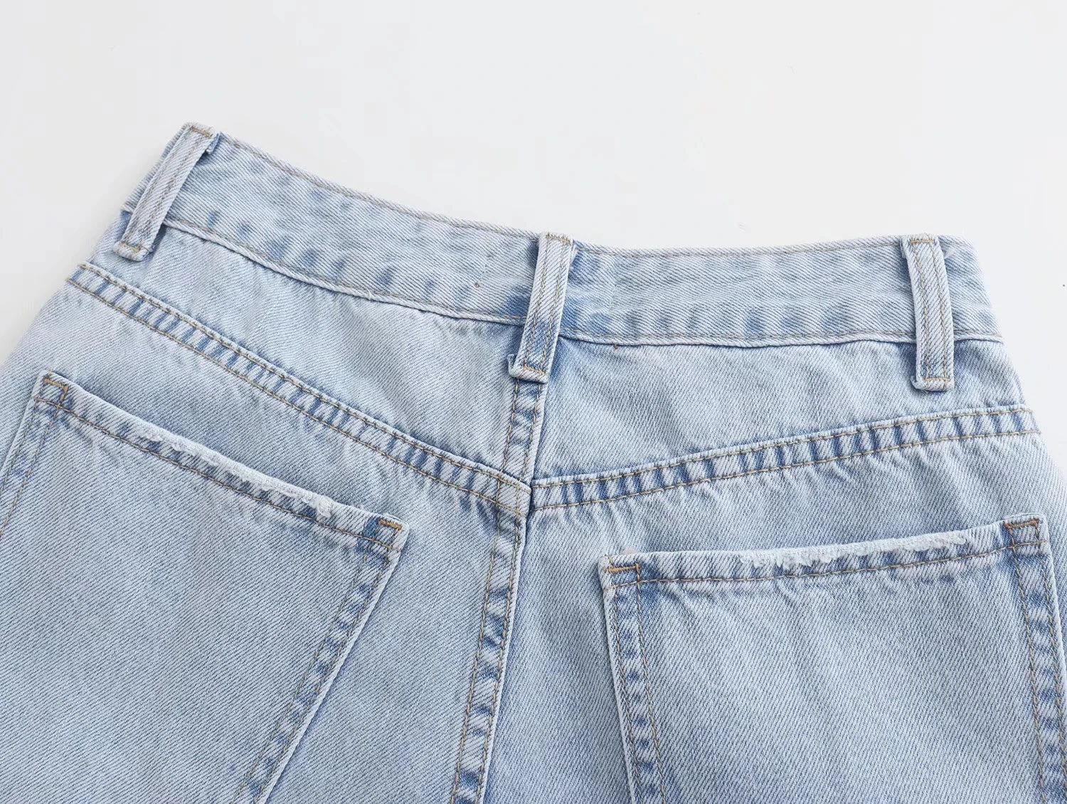 Withered Summer England Style High Street Washed Sky Blue Casual Denim Bermuda Harem Mom Shorts Women