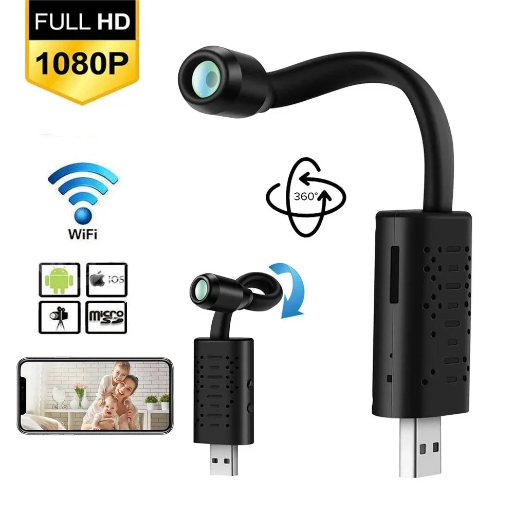 

IP Camera Smart HD wifi USB mini Camera Real-time Surveillance IP secrety Camcorder AI Human Detection Loop Recording Micra Cam