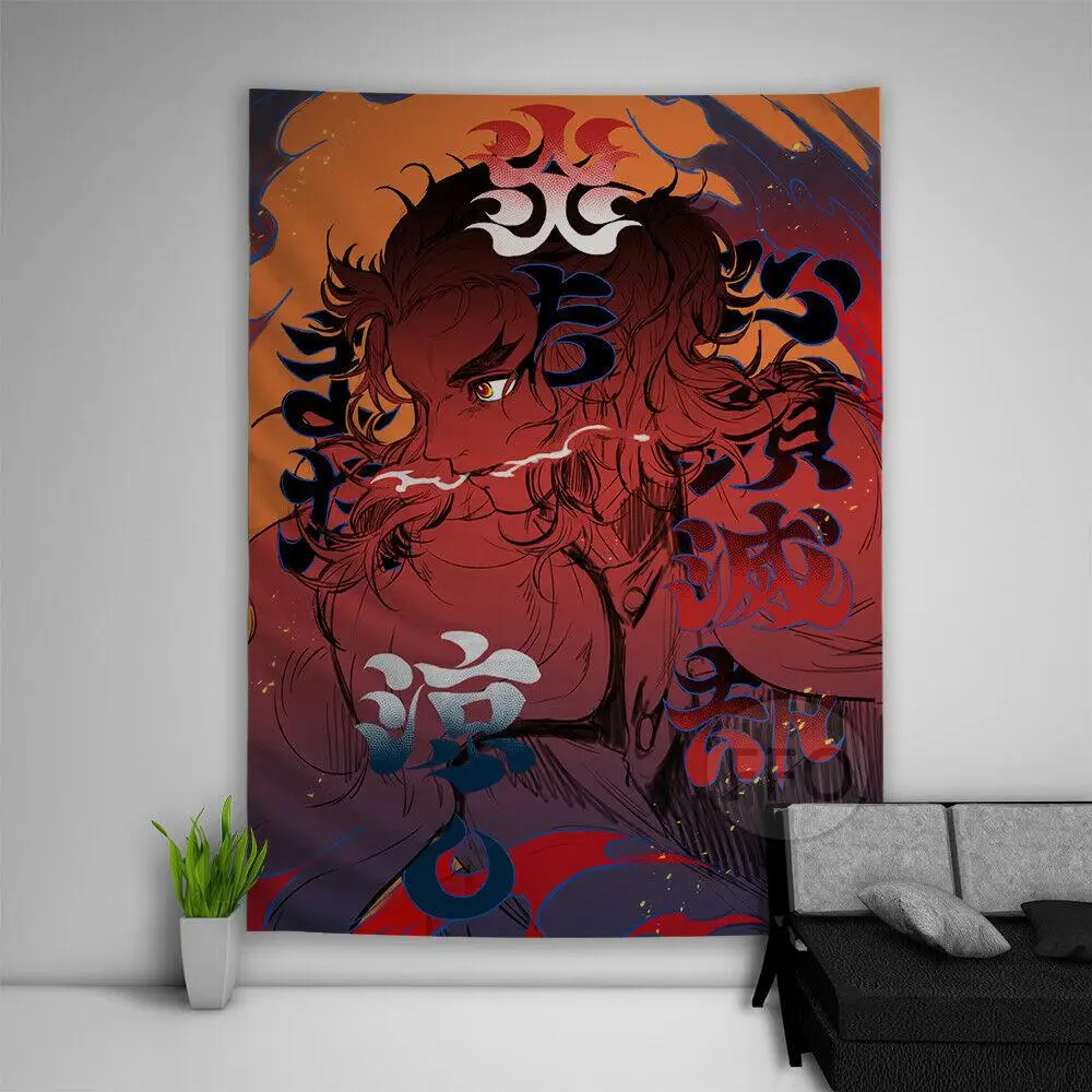 Постер с рассекающим демонов кавайным Манга Аниме гобелен Декор для комнаты