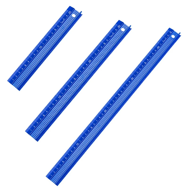 

20/30/45cm L-Type Cutting Ruler Aluminum Alloy Metal Craft Safety Ruler Measurement Drafting Tool Measuring Tool Blue