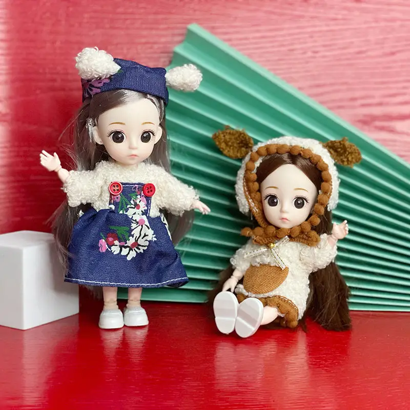 

17 см Симпатичные шарнирные куклы для девочек, 3D глаза, куклы, игрушки с одеждой, обувью, наборы для макияжа, аксессуары для кукольного домика