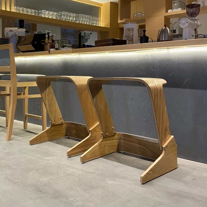 Простой барный стул в скандинавском стиле для отдыха деревянный цвет ясень