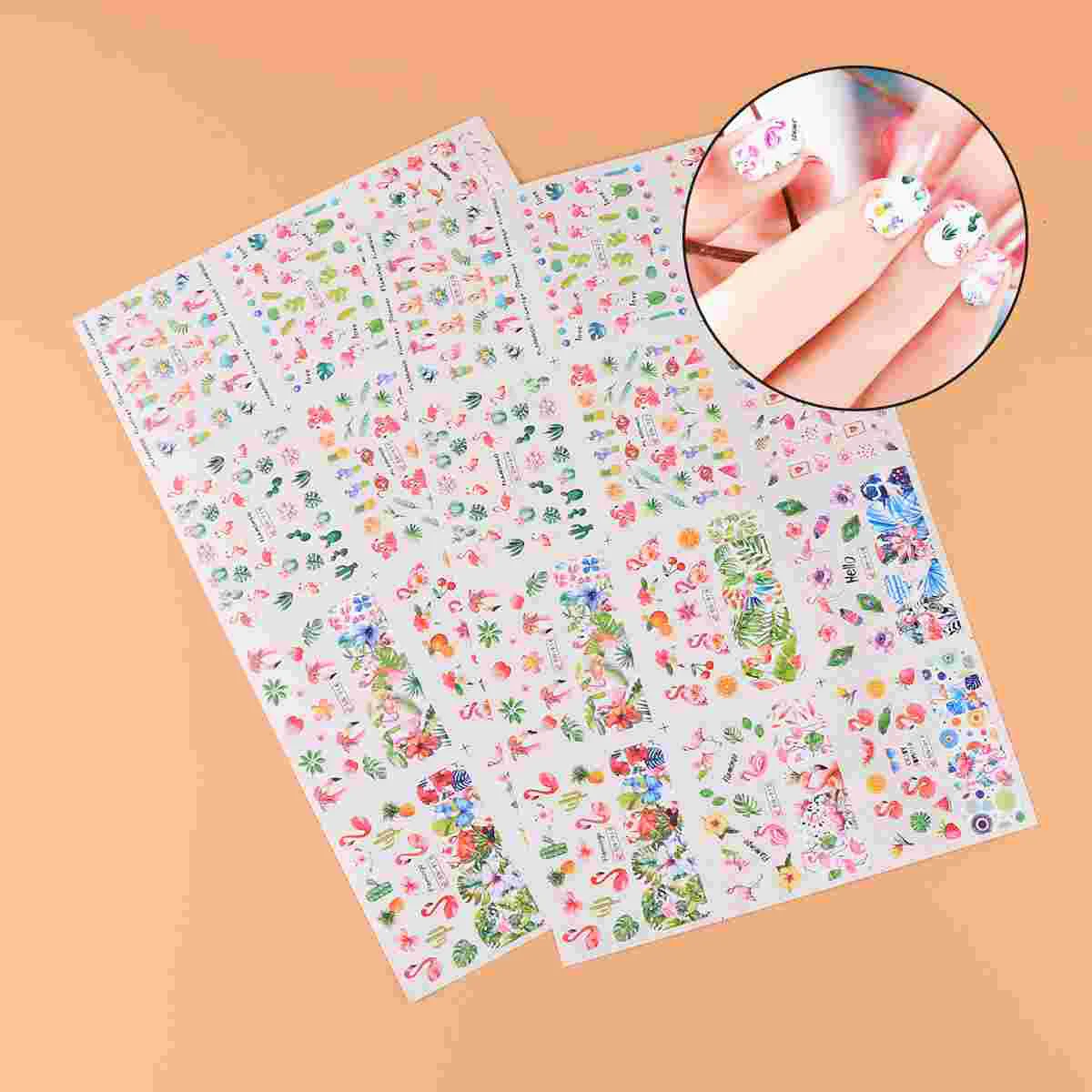 

Nail Stickers Tropical Artdecals Palm Leaf Flower Summer Beach Girl3D