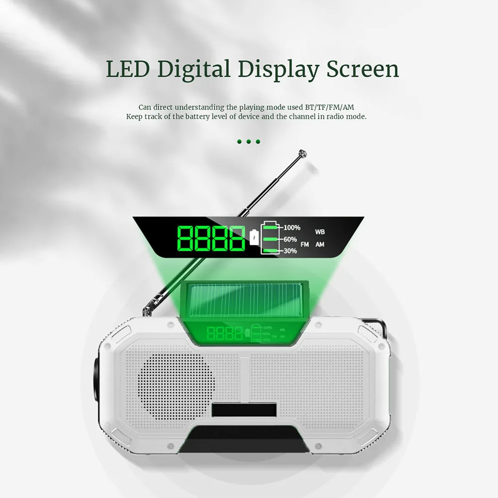 

Emergency Radio 5000mAh Solar Hand Crank Portable AM/FM/NOAA SOS Radio with Flashlight&Reading Lamp Cell Phone Charger
