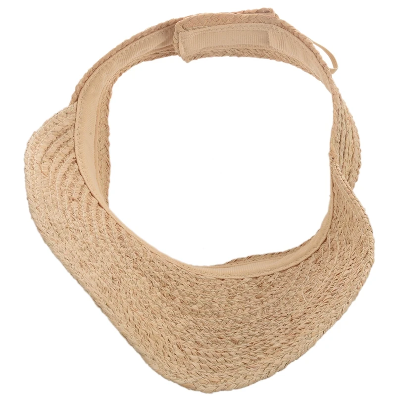 

Ladies Anti-Uv Roll Up Sun Visor Hat Women Straw Raffia Sun Visor Caps