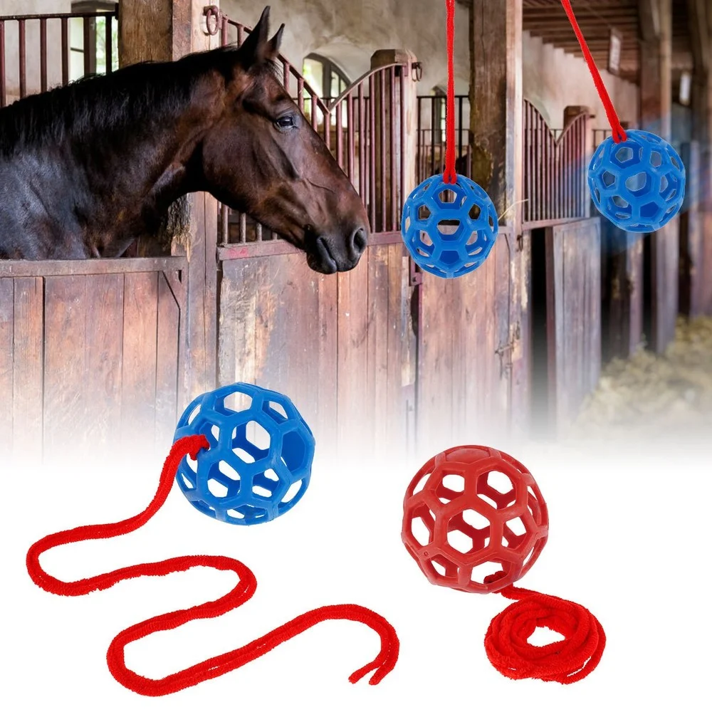 

1PCS Polo Hay Feeder Red Blue Plastic Hollow Hanging Ball Feeding Horse Toy Stable Farm Supplies Relieve Boredom