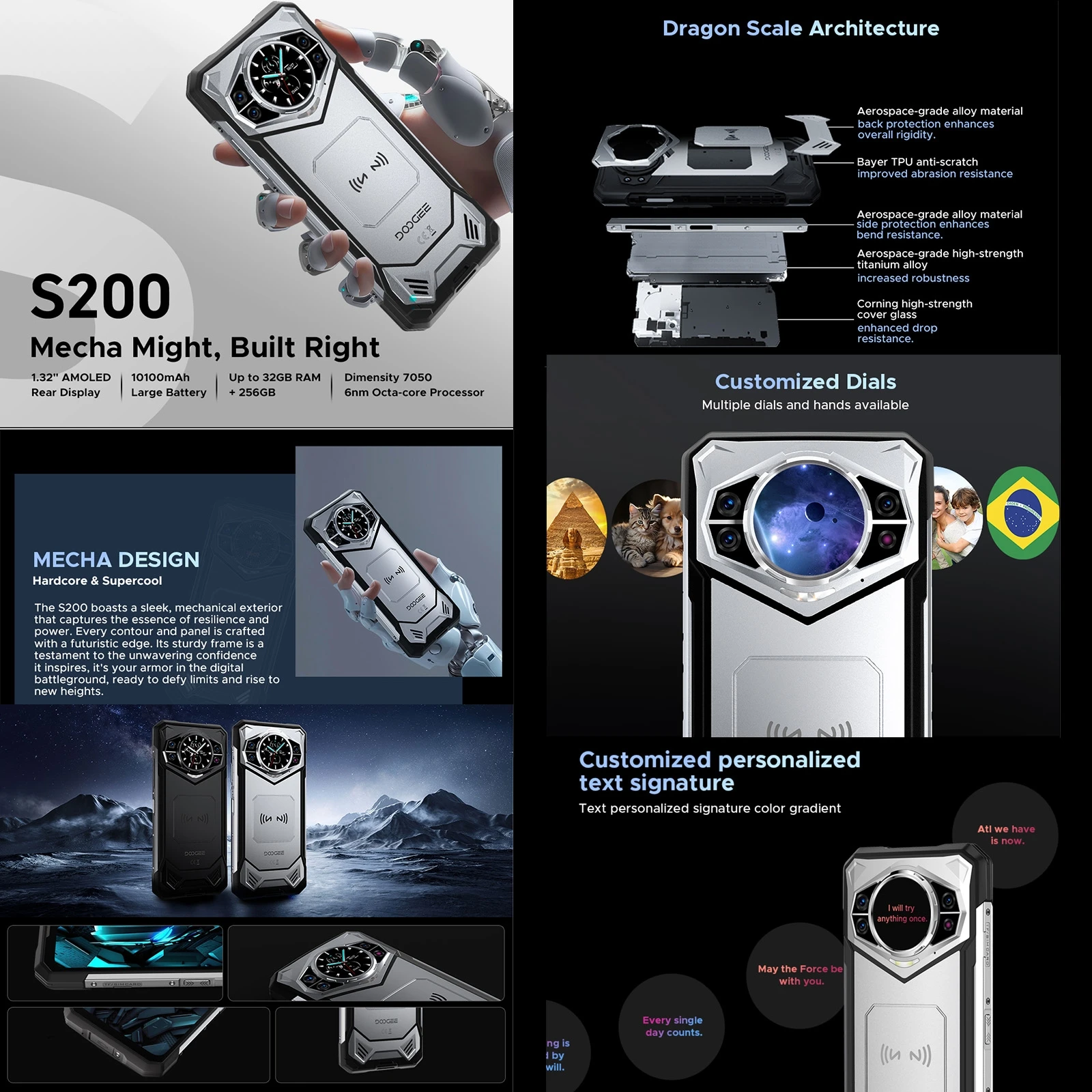 DOOGEE S200 5G прочный телефон 6.72 &quot120 Гц дисплей 12 ГБ ОЗУ 256 ПЗУ 100MP AI основная камера