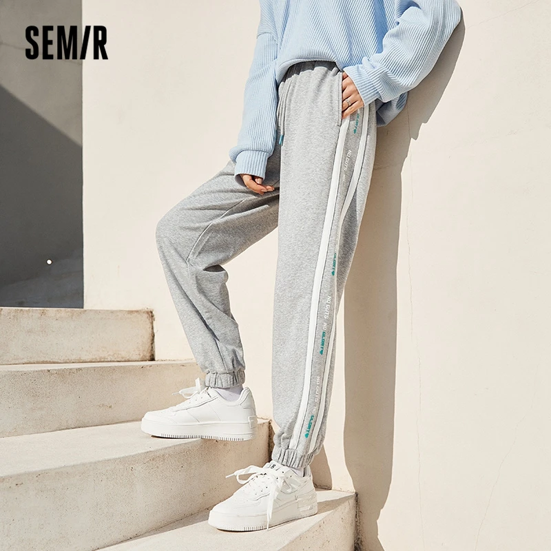 

SEMIR Casual Pants Women Loose Sweet And Cool Style Sports Pants 2022 Early Spring New Letters Hit Color Beam Pants Tide Cool