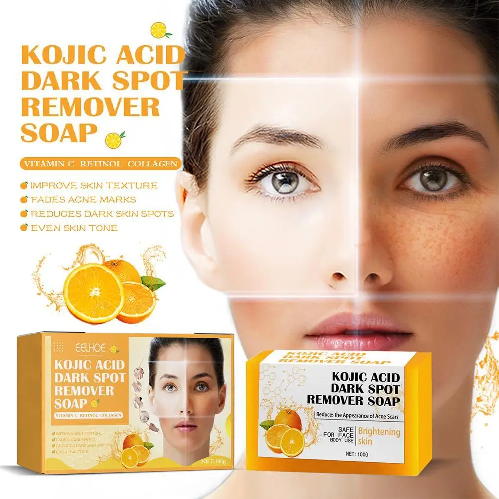 

Kojic Acid Lightens Dark Spots Soap Remover Acne Whitening Bleaching Exfoliating Soap Cleaning Pores Brighten Skin Care Cleanser