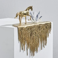 home decoration accessories living room gold horse statue walking on the edge of the waterfall luxury lucky interior soft horse