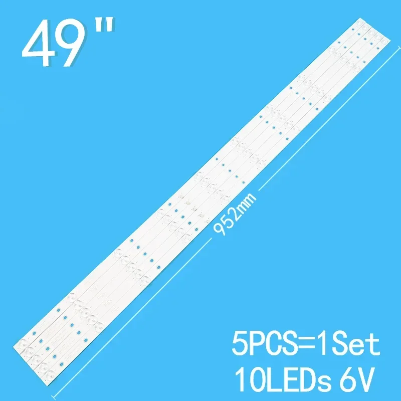 5 шт./партия 952 мм для телевизора с диагональю 49 дюймов (80720 дюйма) 6 в/LED E49DM1000 951-14-1T