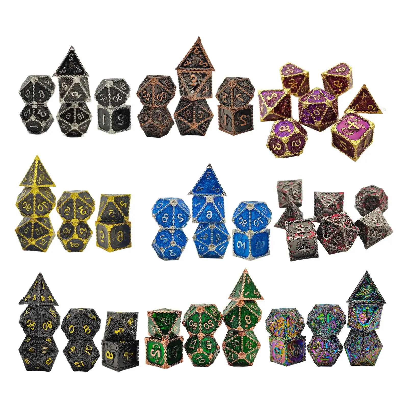 

Metal Polyhedral Dice Family Games Game Accessories Board Games D4 D6 D8 D10 D12 D20 7 Pieces Role Playing Dice for DND RPG MTG