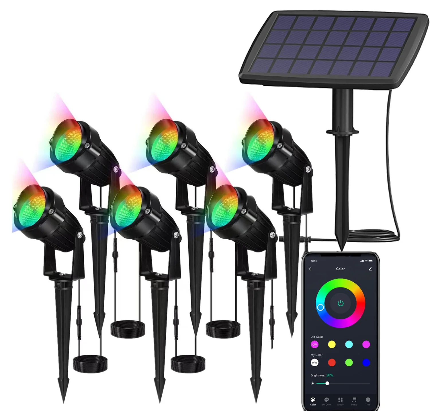 

Светодиодный светильник для газона на солнечной батарее с bluetooth