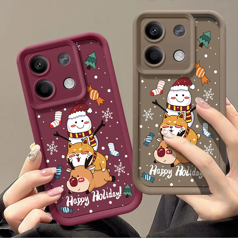 Рождественский чехол с изображением снеговика для Xiaomi Poco F6 X6 X5 11T 13T Redmi Note 13 Pro Plus 12