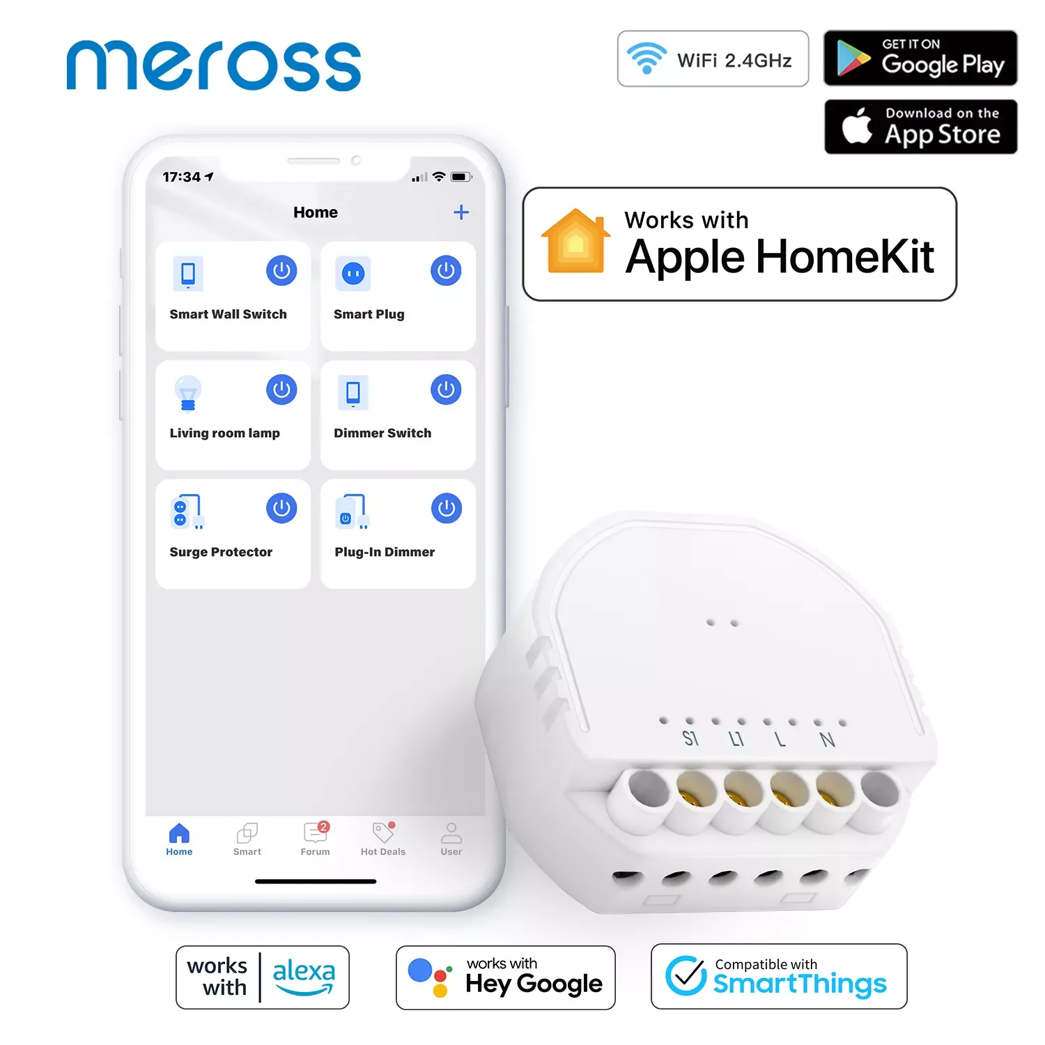 

HomeKit WiFi Smart Module,DIY Light Module,Work with Apple HomeKit,Siri,Alexa, Assistant,SmartThings