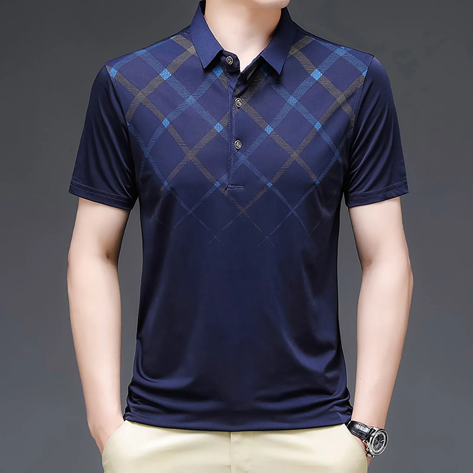 

Мужская рубашка с коротким рукавом, Классическая Повседневная деловая рубашка для гольфа