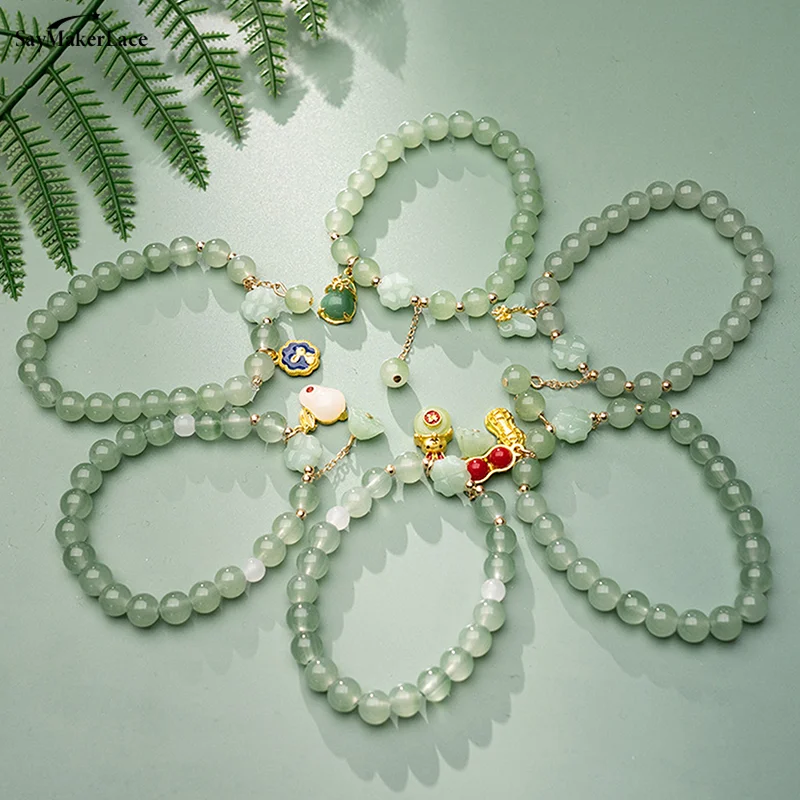 1 шт. изысканный браслет из искусственного нефрита и бисера для женщин в