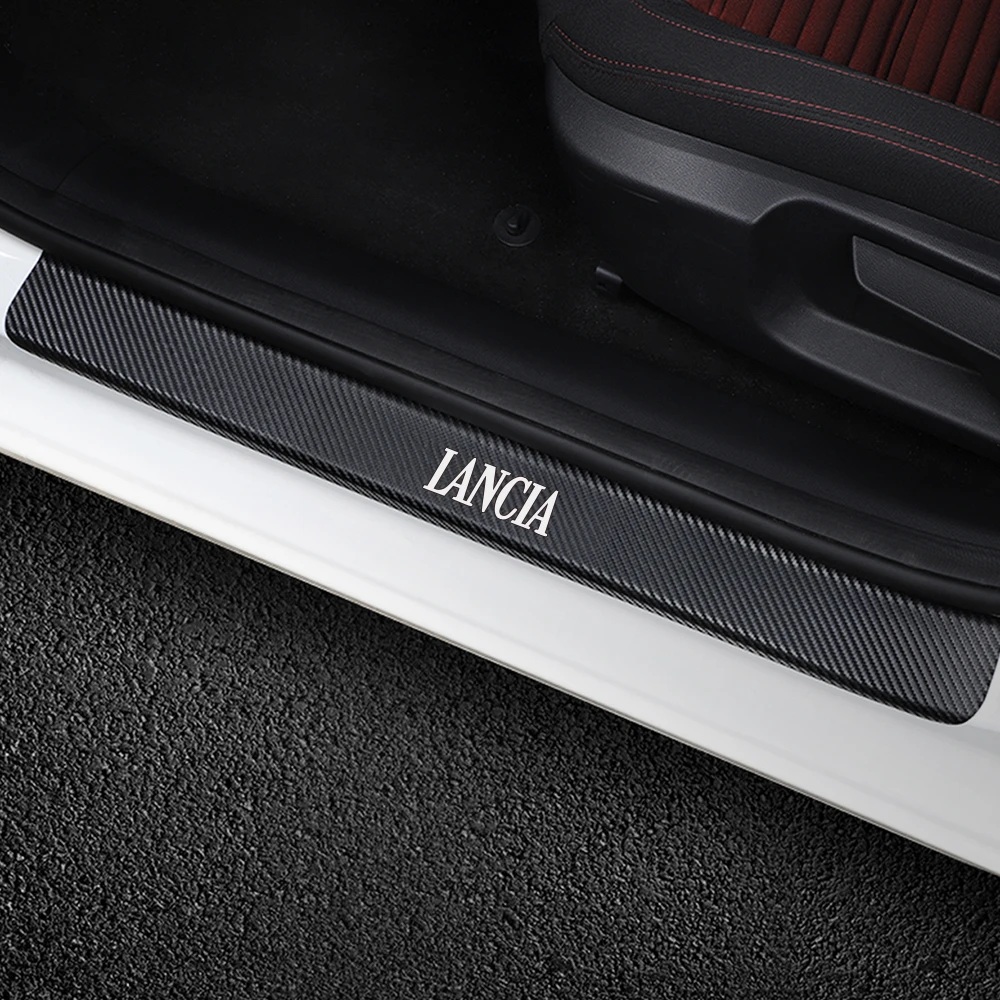 

For Lancia Delta STRATOS Y Phedra Thema Ypsilon Auto Accessories 4PCS Car Door Sill Anti Scrath Sticker Carbon Fiber Decal