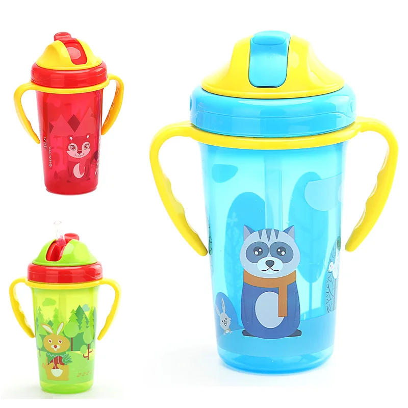 

New 300ml Large-capacity Drip-proof Water Cup With Cover, Handle, Heat Insulation Scald-proof Fall-proof Children's Drinking Cup