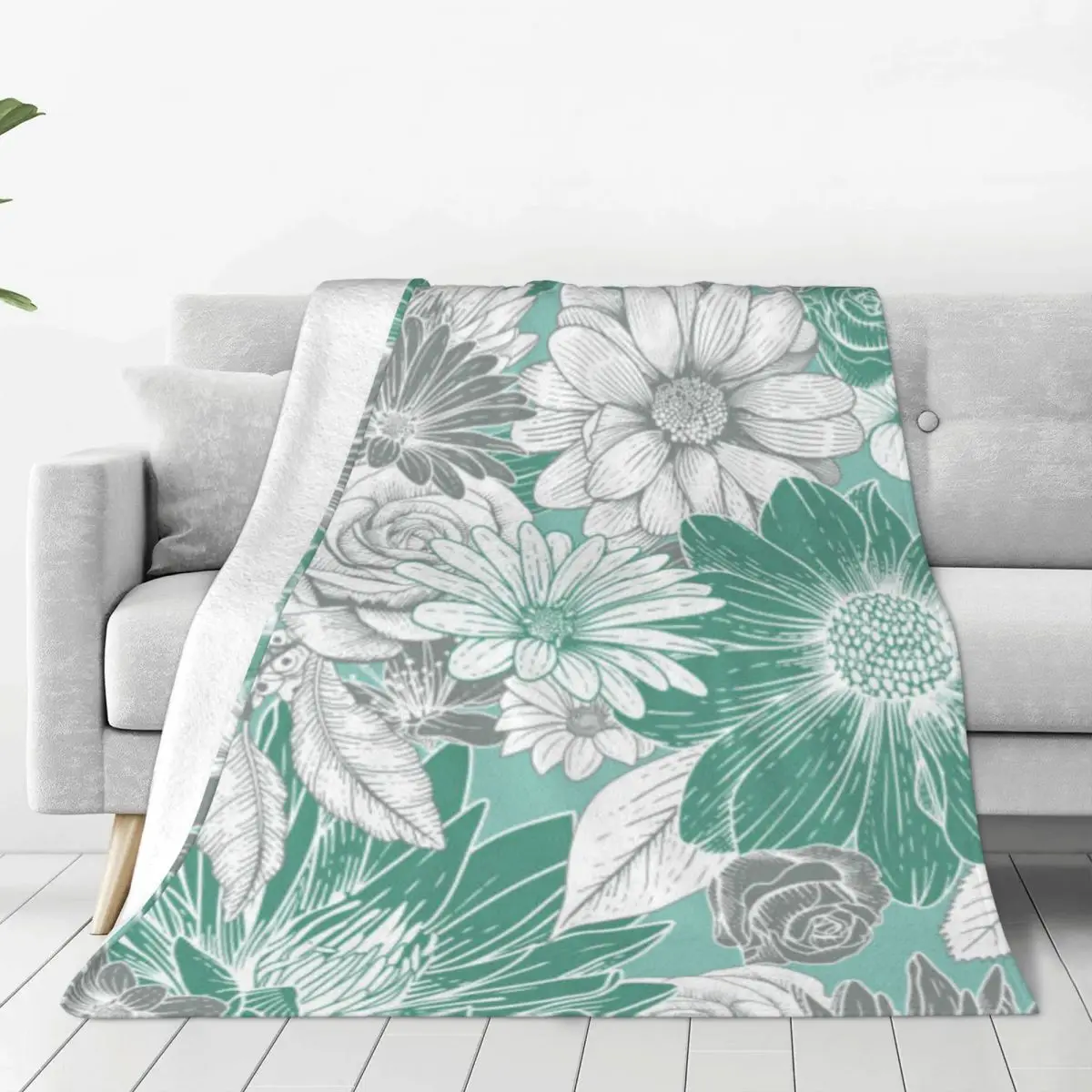 

Abstract Art Floral Bed Blanket Picnic Blanket Aesthetic Furry Winter Bedspread Little fresh minimalist the creative washable