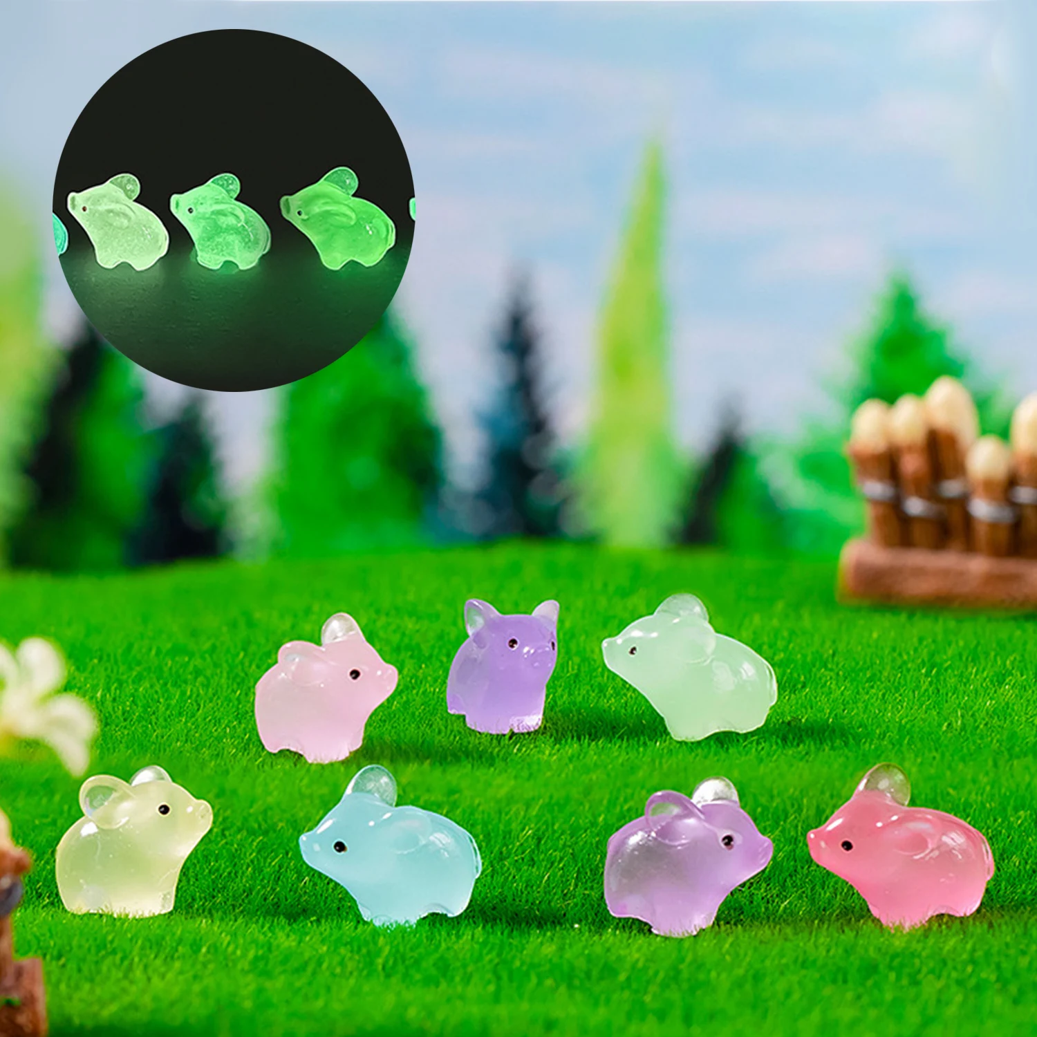 

1Pc Resin Luminous Pigs Desktop Ornament Pig Home Decorate Cute Animals Microlandscape DIY Accessories