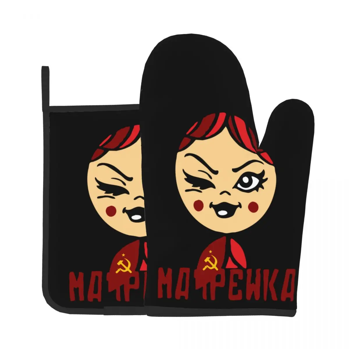 

Русская кукла-матрешка, советский подставка, кулинарные перчатки для выпечки и духовки, изоляционная подушка для микроволновой печи