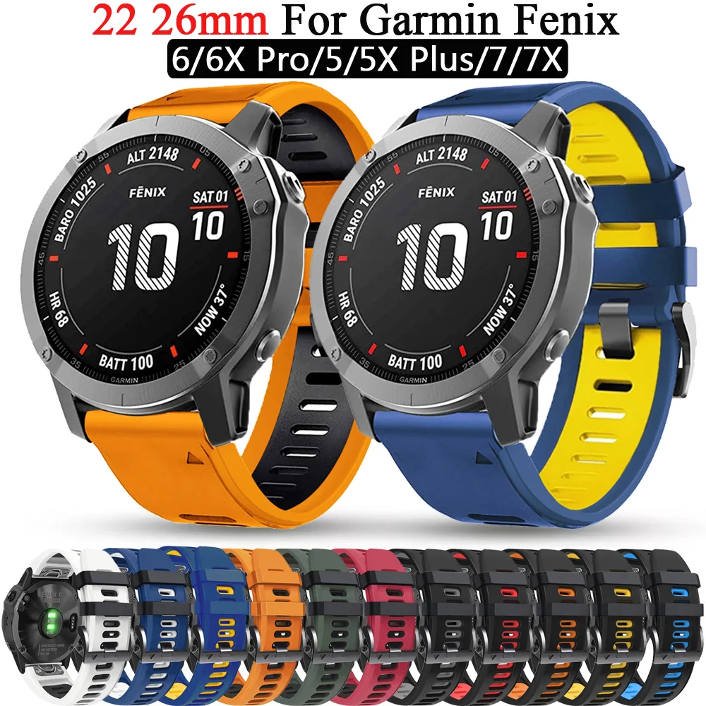 

Ремешок сменный для Garmin Fenix 6 6x Pro 5 5X Plus 3 3HR 945 Easyfit спортивный силиконовый 22 26 мм