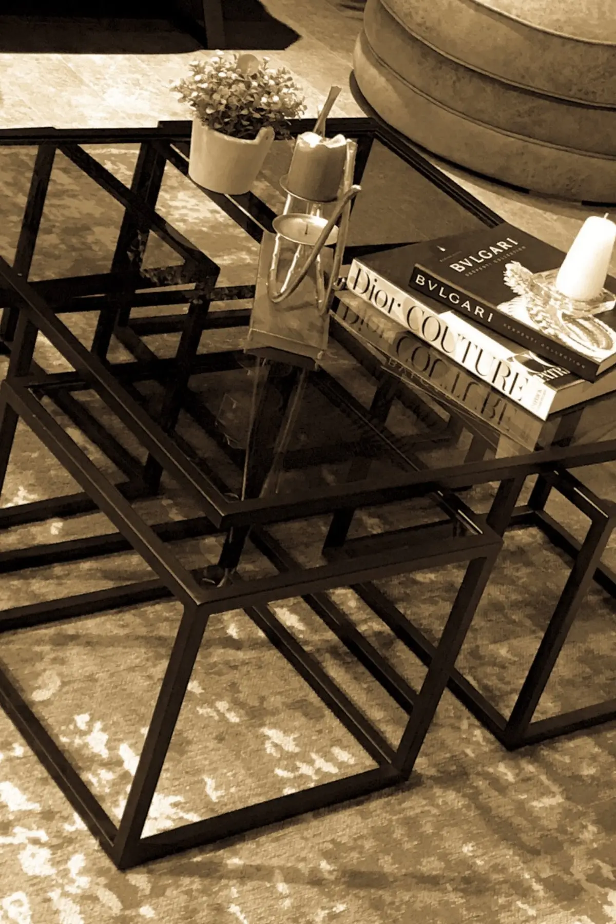 

Kante Kante Black Enamel Paint 5'li coffee table Set coffee tables table basse furniture living room table