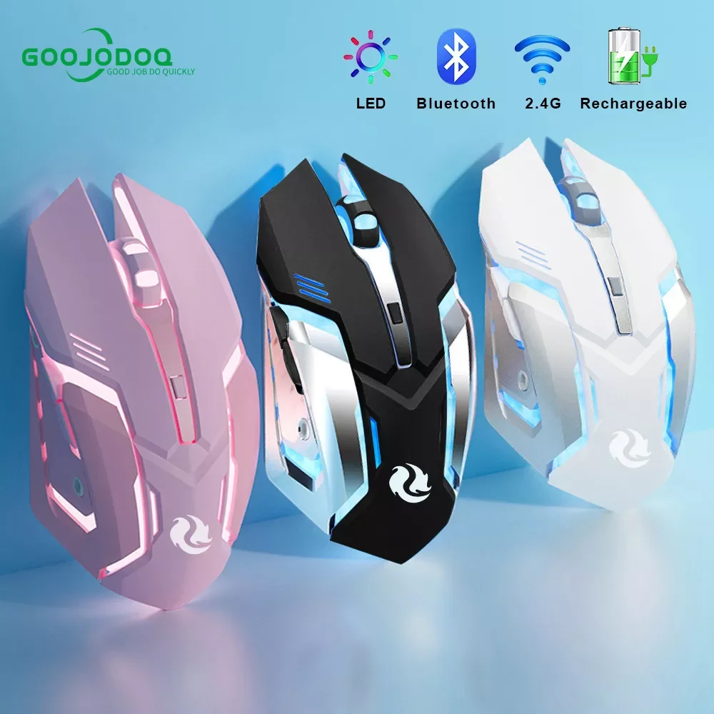 

Gaming Mouse Rechargeable 2.4GWireless Bluetooth Mouse Mute Ergonomic Mouse for Computer Laptop LED Backlit Mice for IOS Android
