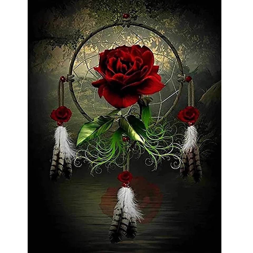 

Алмазная 5D картина «сделай сам», вышивка с цветами розы, перьями, распродажа, наборы для вышивки крестиком, мозаика, рукоделие, рукоделие, до...