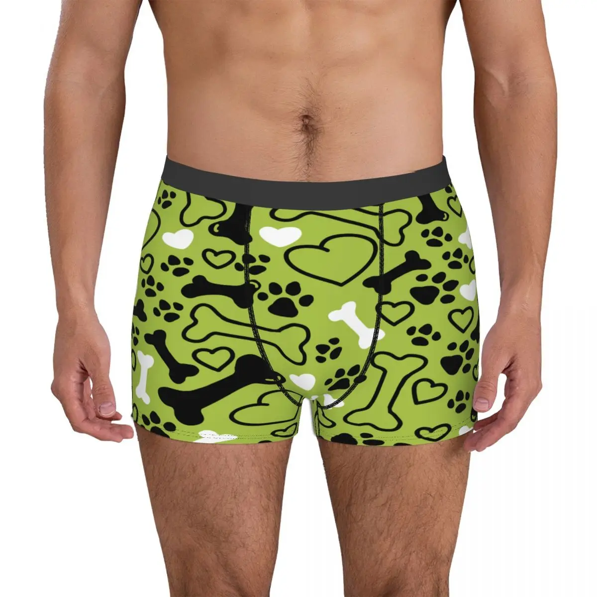 Мужские трусы мужское нижнее белье боксеры с милыми собаками лапами сердечками и