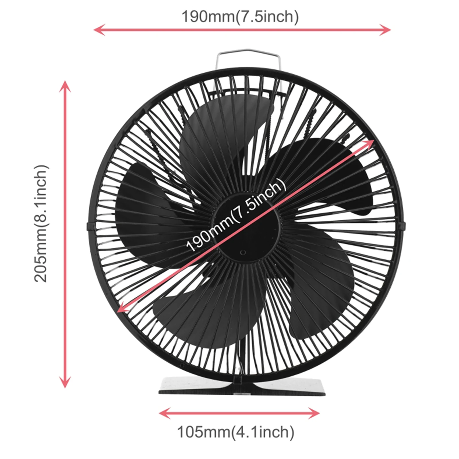 

1pc Fireplace Fan With Protective Cover Fireplace Fan With Protective Cover 5 Blades Stoves Fan Aluminum Alloy Thermal Power