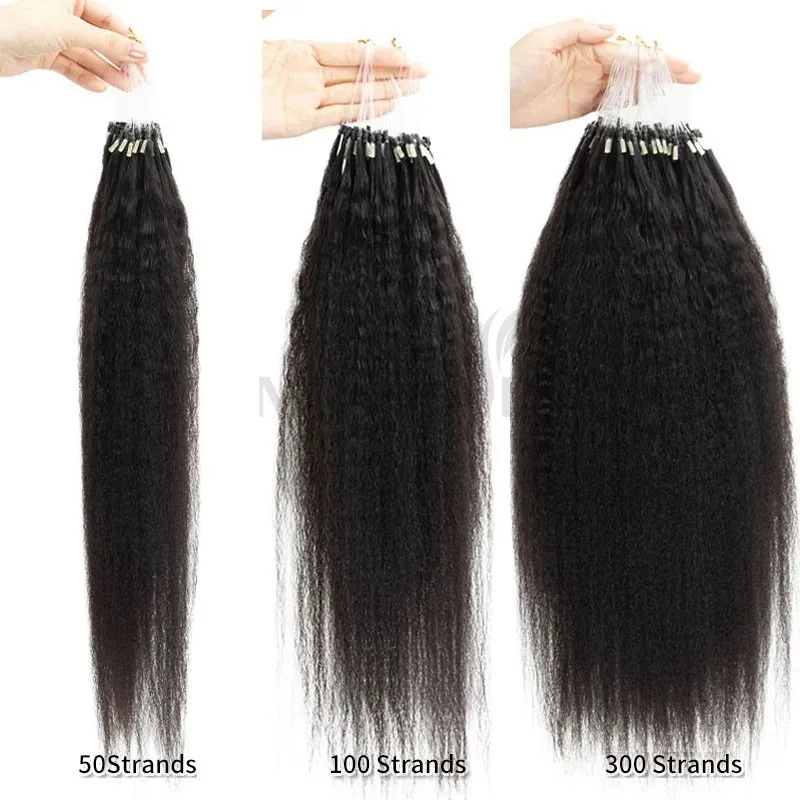 Mrs Hair Kinky Straight Remy Человеческие Волосы Micro-wefts Для Наращивания Мягкие Кератиновые