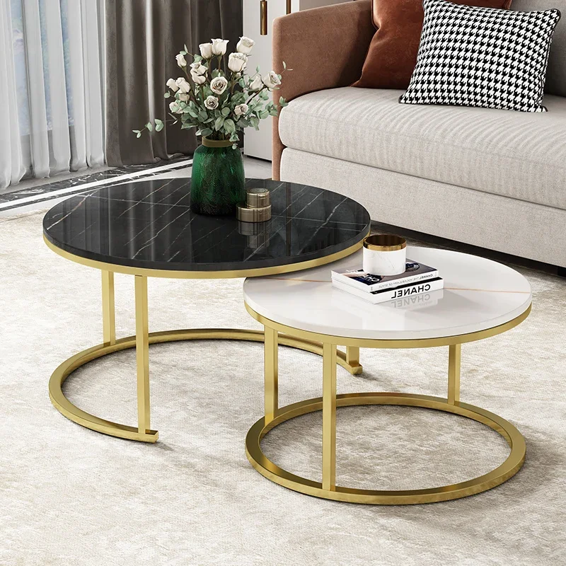 Современный журнальный столик Side круглый из скандинавского мрамора для гостиной