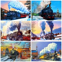 5d diy diamond painting steam train in winter personalized gift puzzles home decor embroidery kit paintings mosaic needle arts