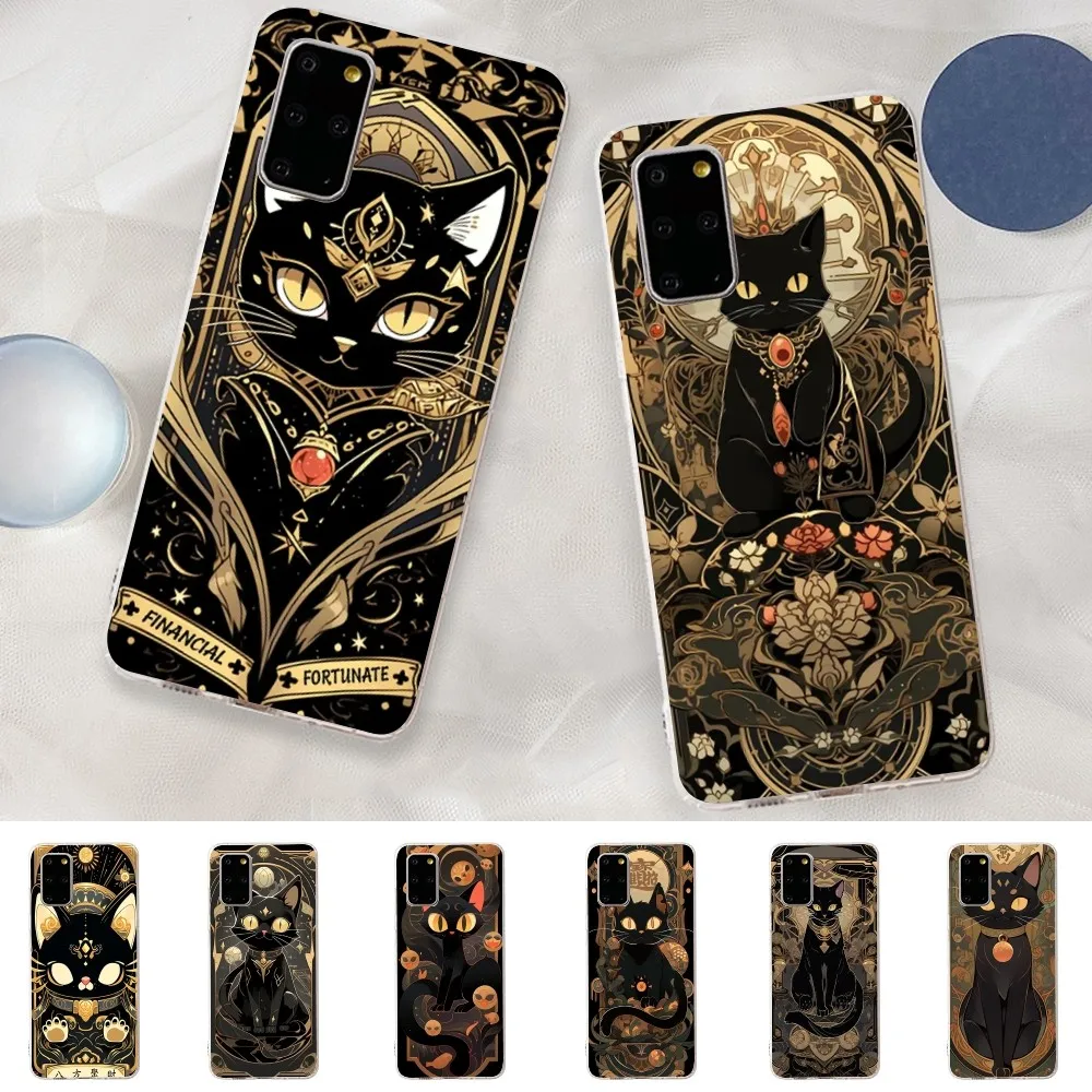

Tarot Mystery Totem Cat Phone Case for Samsung S21 A10 for Redmi Note 7 9 for Huawei P30Pro Honor 8X 10i Cover