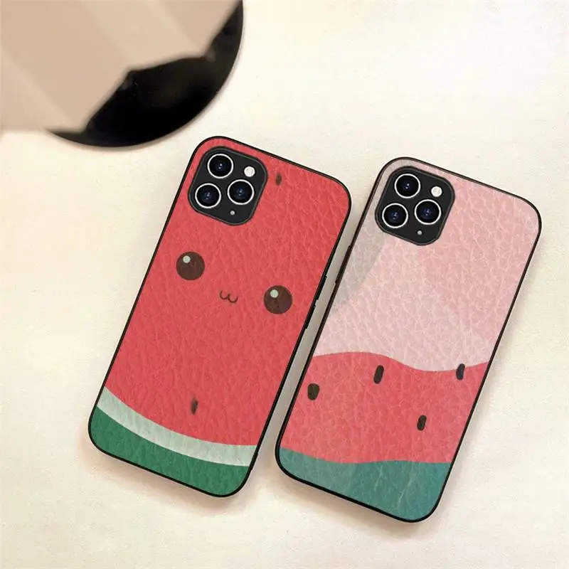 

Summer Cartoon Watermelon Phone Case For Iphone 7 8 Plus X Xr Xs 11 12 13 Se2020 Mini Pro Max TPU+Leather Fundas