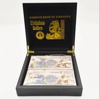 200pcsbox one yottallion dollars zimbabwean banknote wooden box set with anti counterfeiting logo to collect business gifts